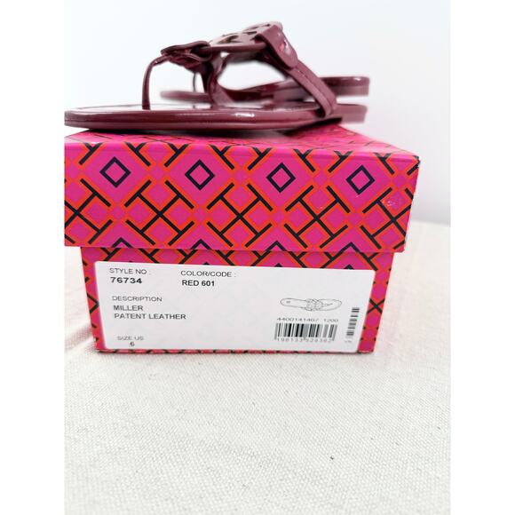 NWT Tory Burch Miller Patent Leather Thong Sandals Fuschia Spark Womens Size 6 main image 1